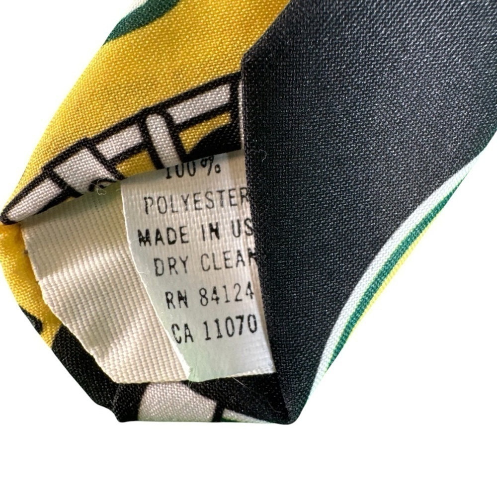 Vintage Green Bay Packers Helmets Black NFL Neck Tie-1993 NFL Ralph Marlin & Co - Picture 4 of 8